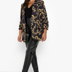 Boohoo Plus Black and Gold Blazer